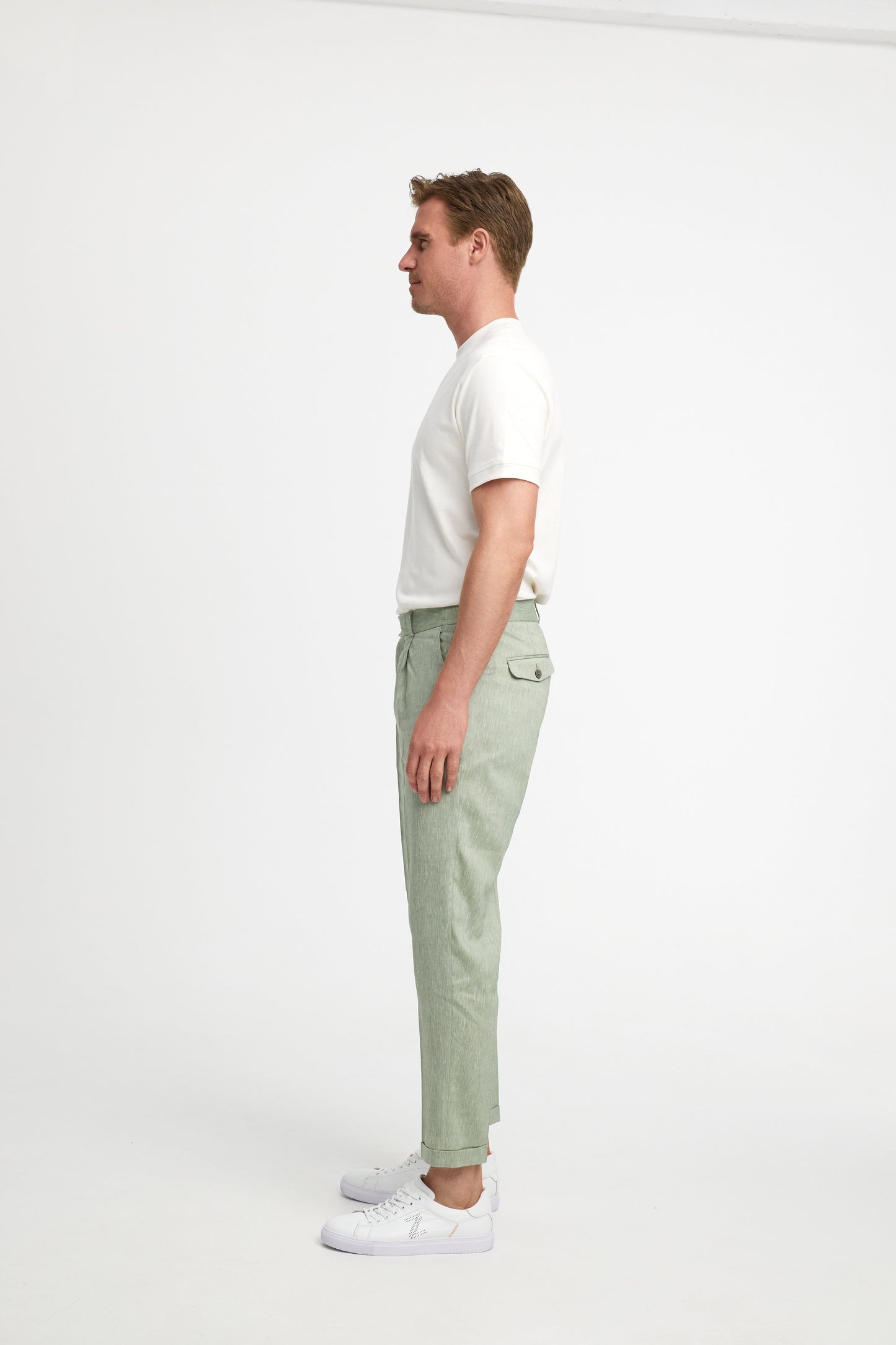 Linen jersey pants DiCliff SE 211547-720 Sage