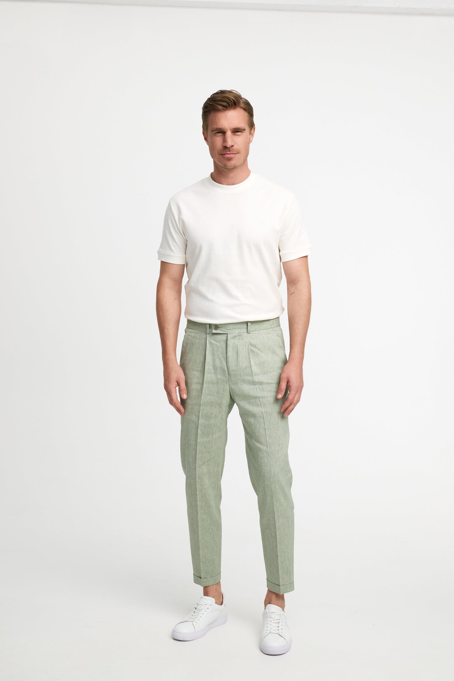 Linen jersey pants DiCliff SE 211547-720 Sage