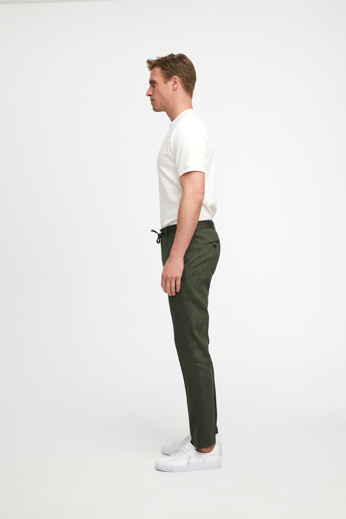 Linen trousers DiSpartaflex SE 211547-760 Olive