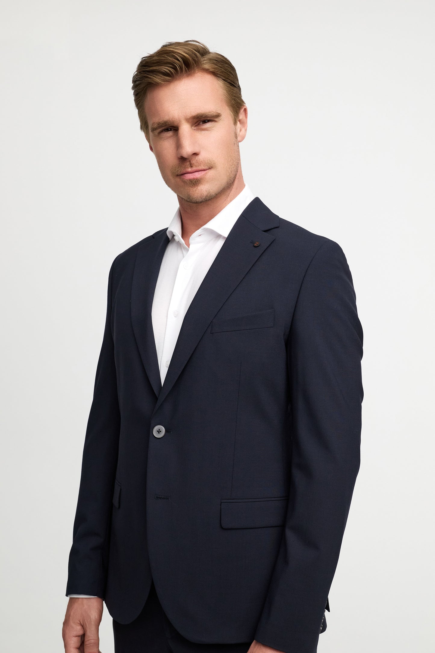 Suit made of stretch virgin wool 251011-690 Navy